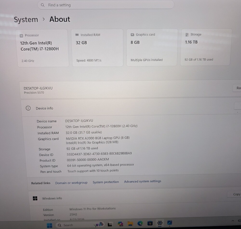 DeLL Precision i7 32GB-1.2T RTX 8GB - 5