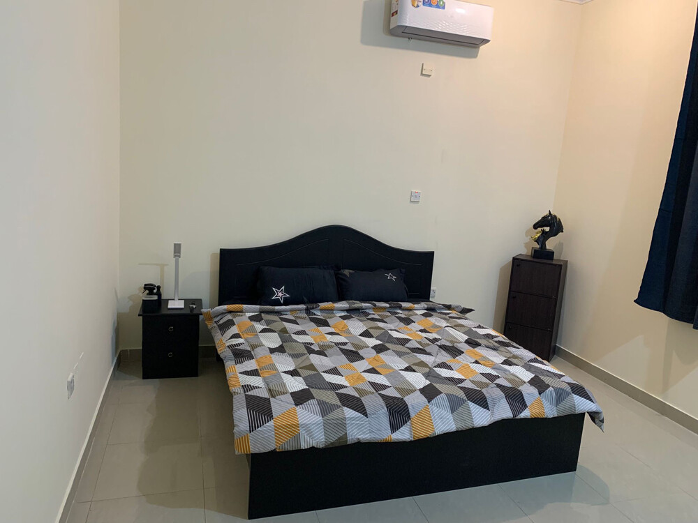 king size bed with side table - 1