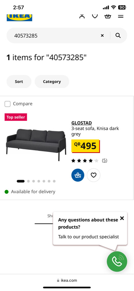 ikea 3 seated sofa with footstool - 3