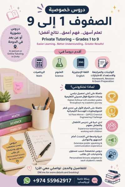 Private Tutor - Grades 1 to 9 - 1