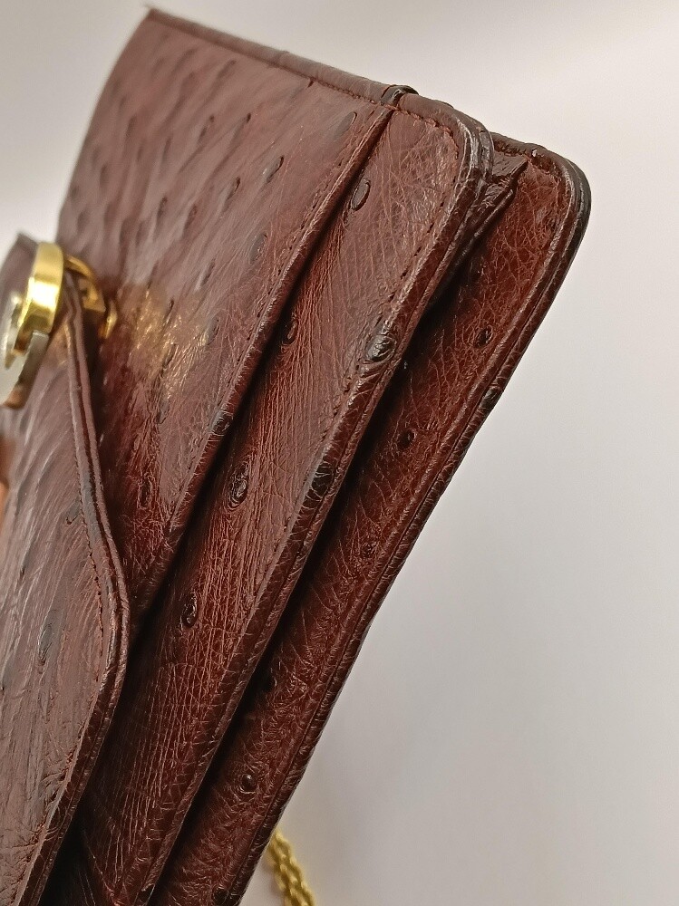 Genuine Ostrich Clutch Maroon - 12
