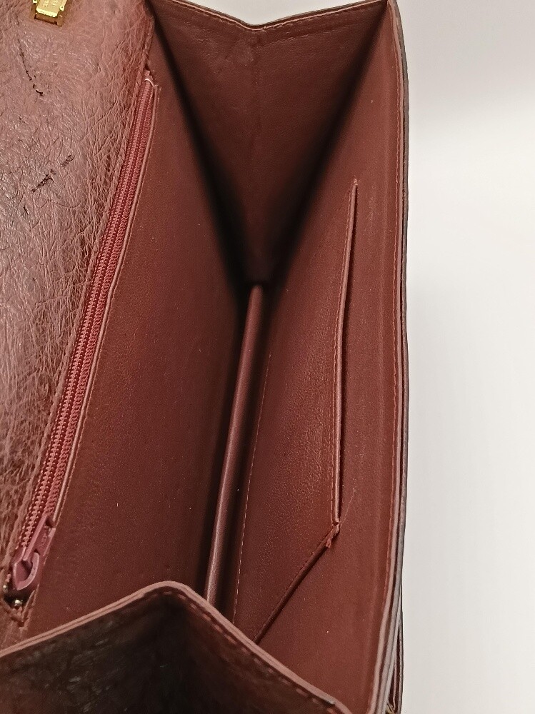 Genuine Ostrich Clutch Maroon - 8