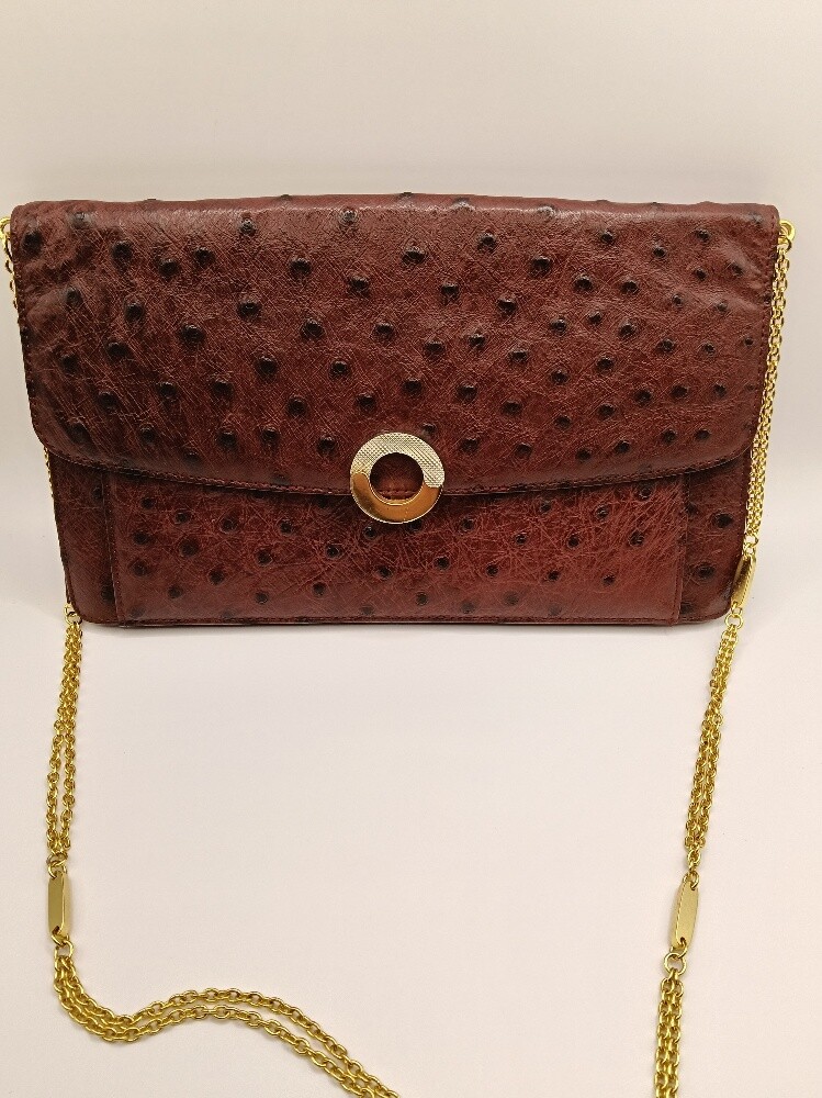 Genuine Ostrich Clutch Maroon - 2