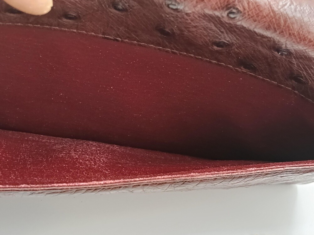 Genuine Ostrich Clutch Maroon - 10