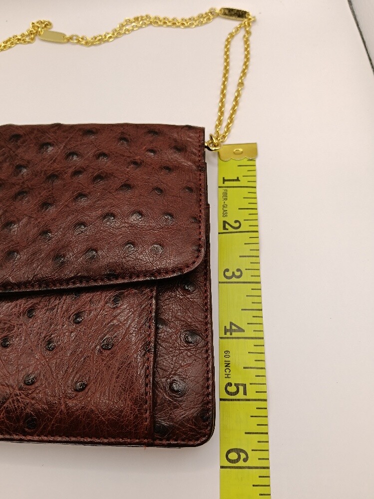 Genuine Ostrich Clutch Maroon - 15