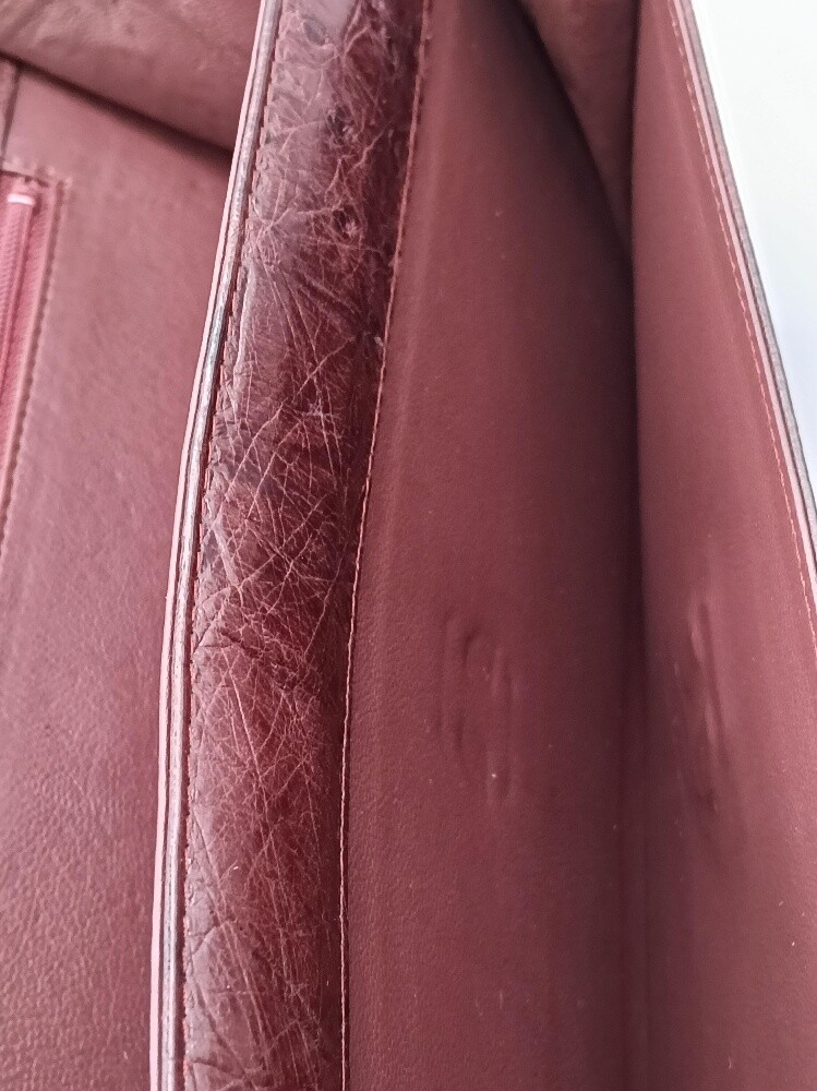 Genuine Ostrich Clutch Maroon - 9