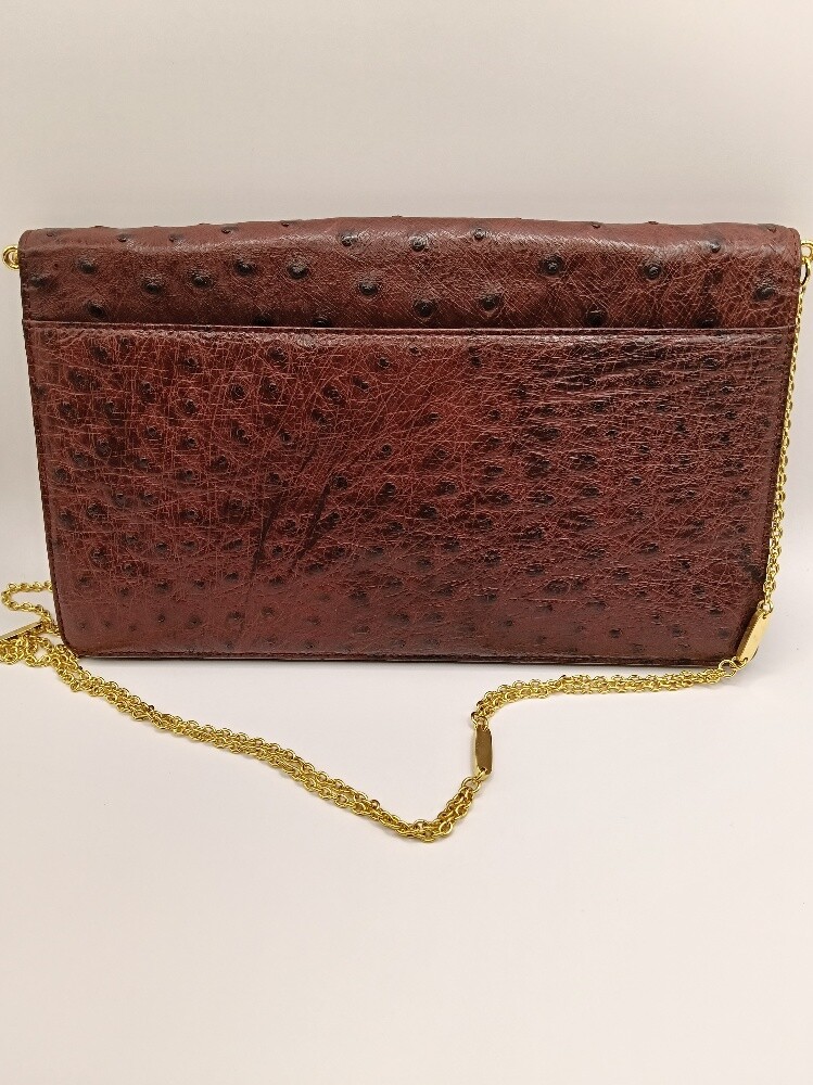 Genuine Ostrich Clutch Maroon - 3