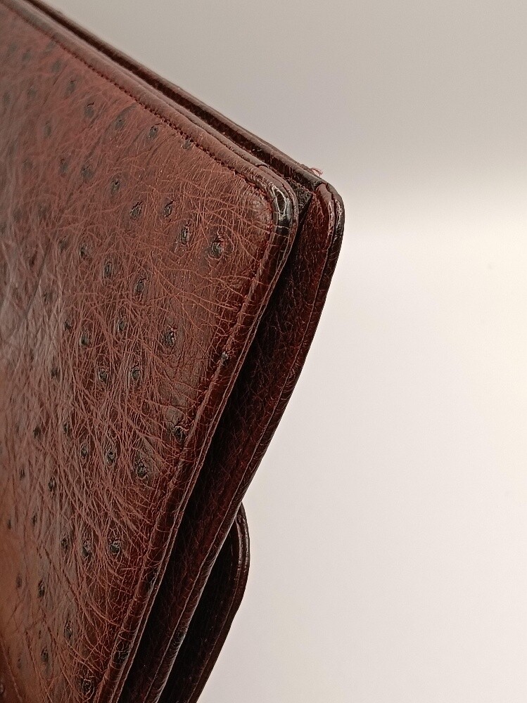 Genuine Ostrich Clutch Maroon - 11