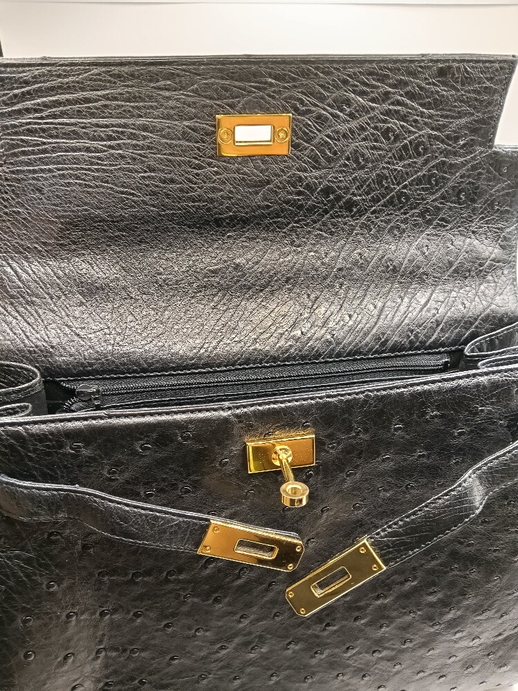 Genuine Ostrich Leather Handbag - 12