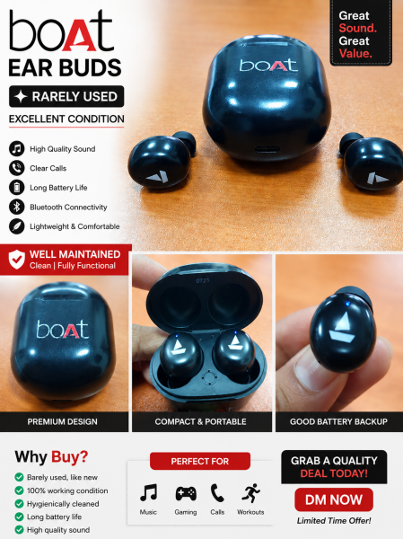 boAt Wireless Earbuds Rarely Used - 1