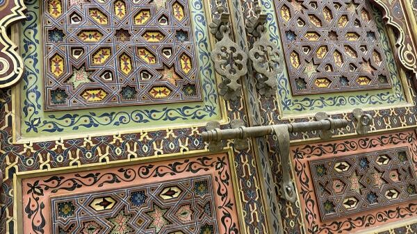 باب  خشب انتيك معشق غير مستخدم - 3