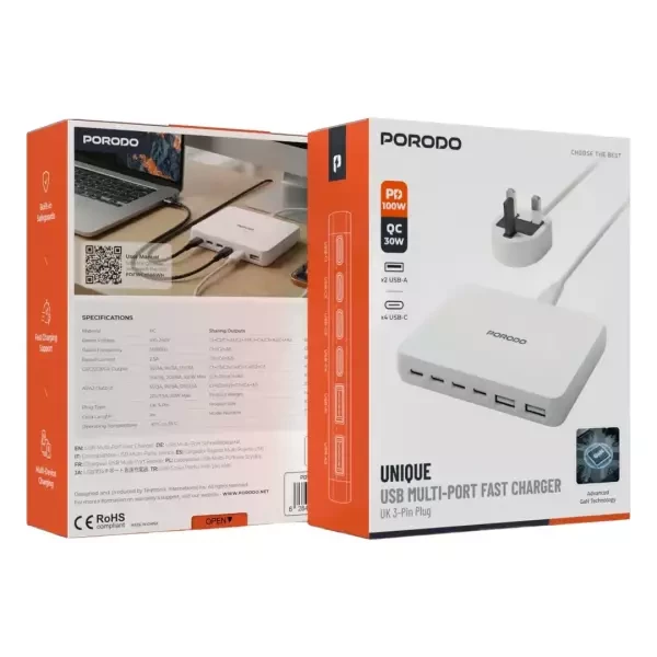 Porodo USB Multi-Port Fast Charger - 5