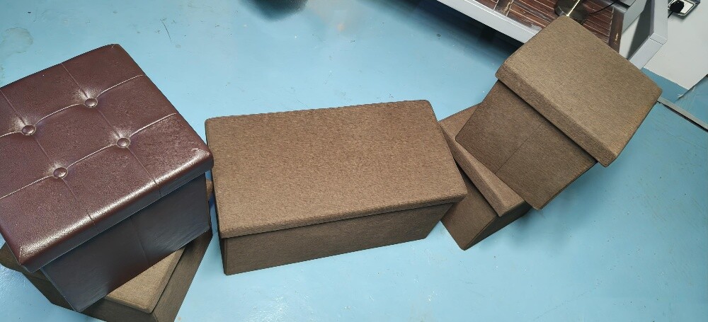 Folding Storage Ottomans & Bench Se - 2