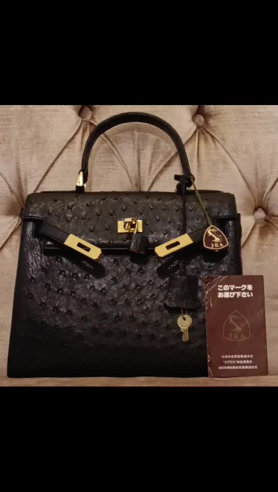 Genuine Ostrich Leather Handbag - 1