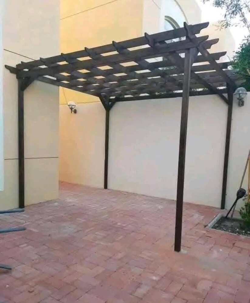 Outdoor wooden pergola work - 3