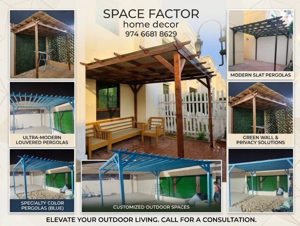 Outdoor wooden pergola work - 1