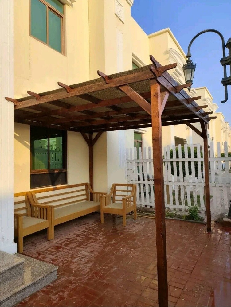 Outdoor wooden pergola work - 4