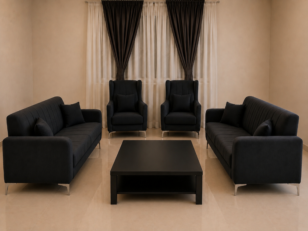 Elegant black living room furniture - 1