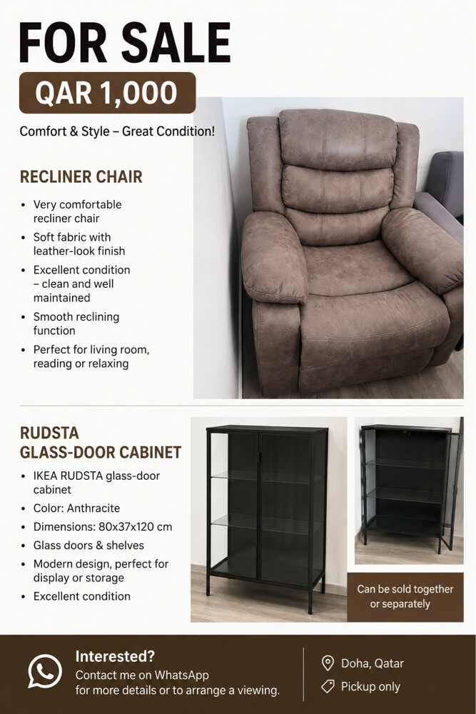 Recliner Chair + IKEA RUDSTA Glass- - 1