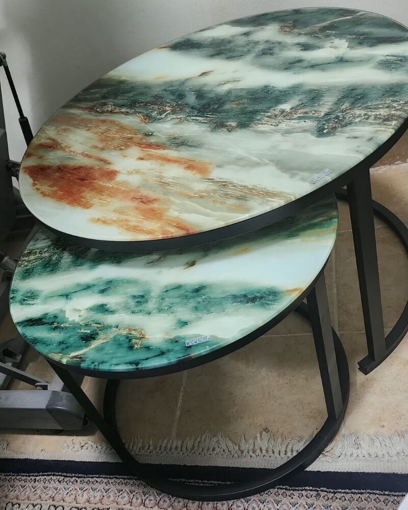 glass coffee table set - 2