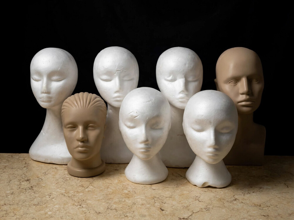 white styrofoam mannequin head - 1