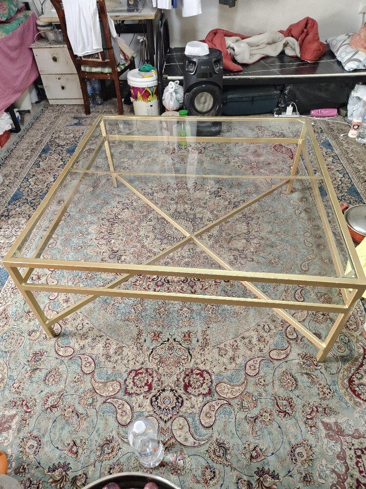 4*4 Glass table gold - 1