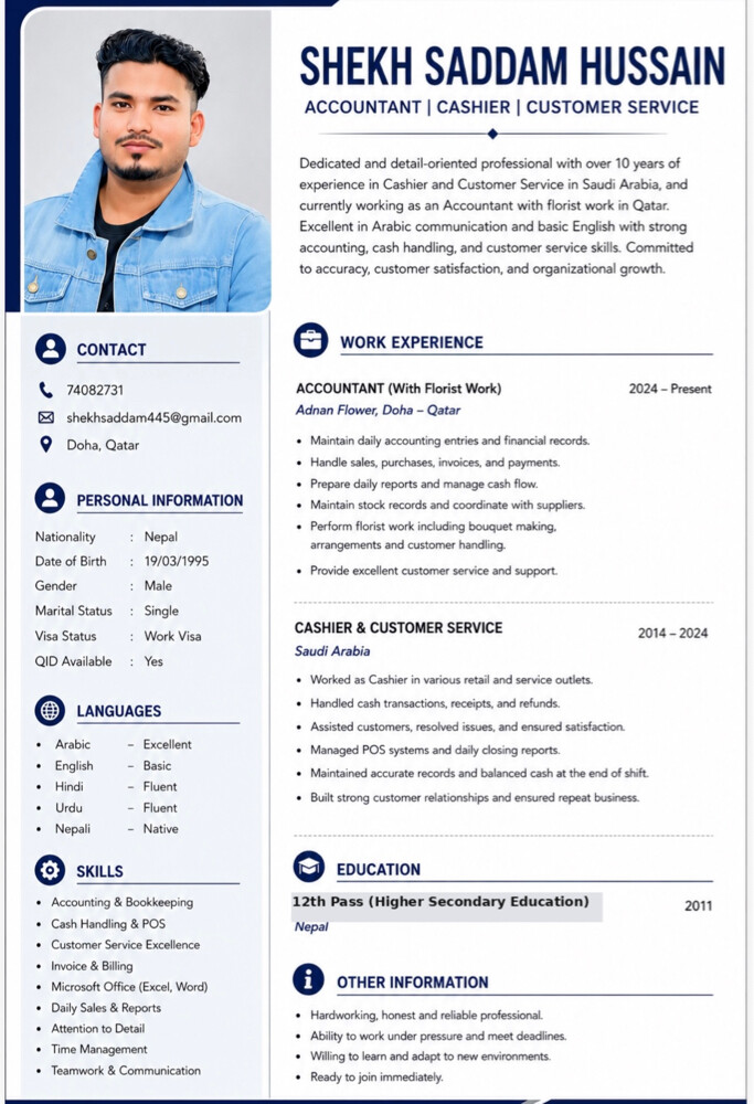 Experienced Accountant & Cashier - 1