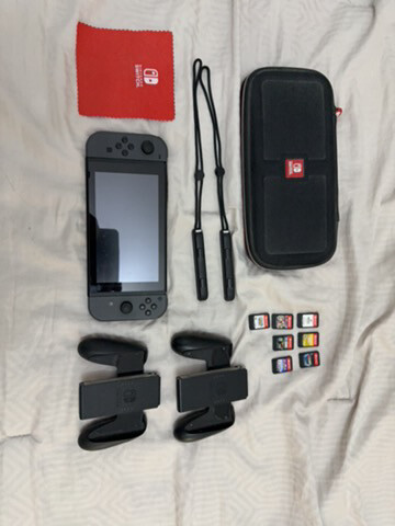 Nintendo switch black with 7 games - 1