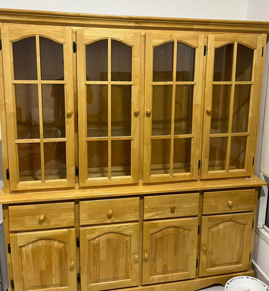 Solid Wood Dining Hutch with Glass  - 1