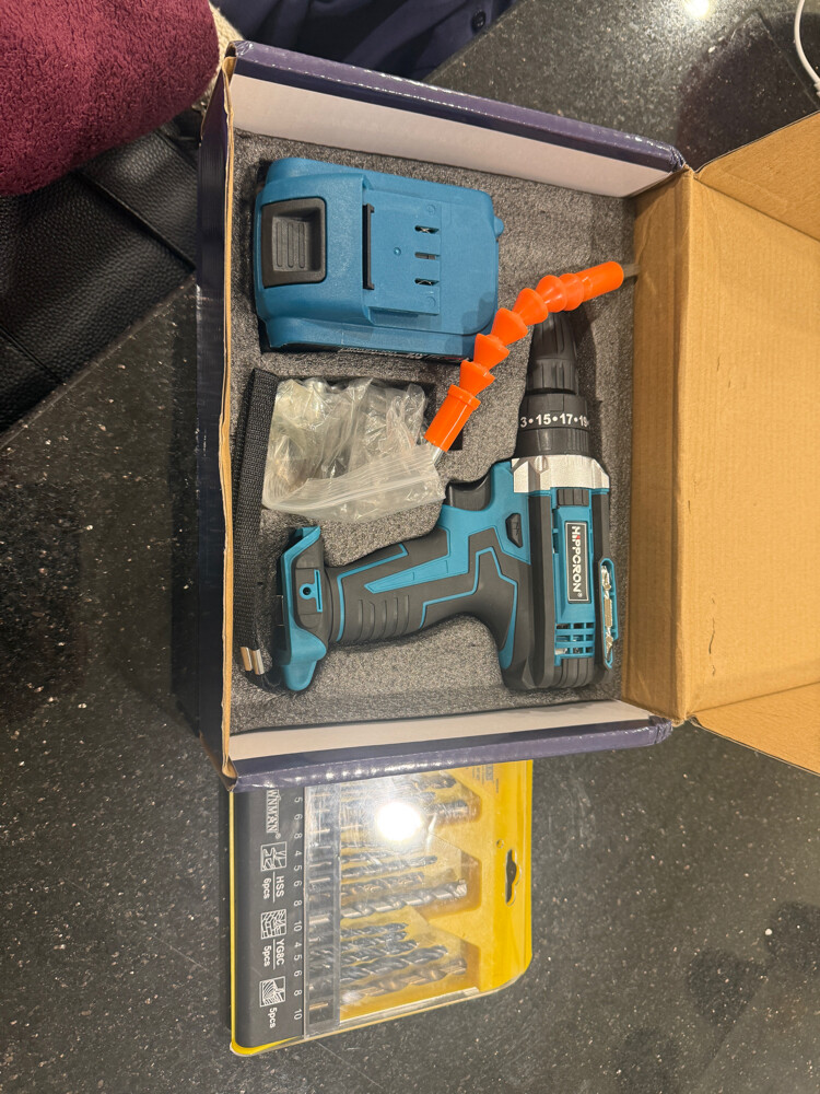New Cordless Impact Drill with bits - 1