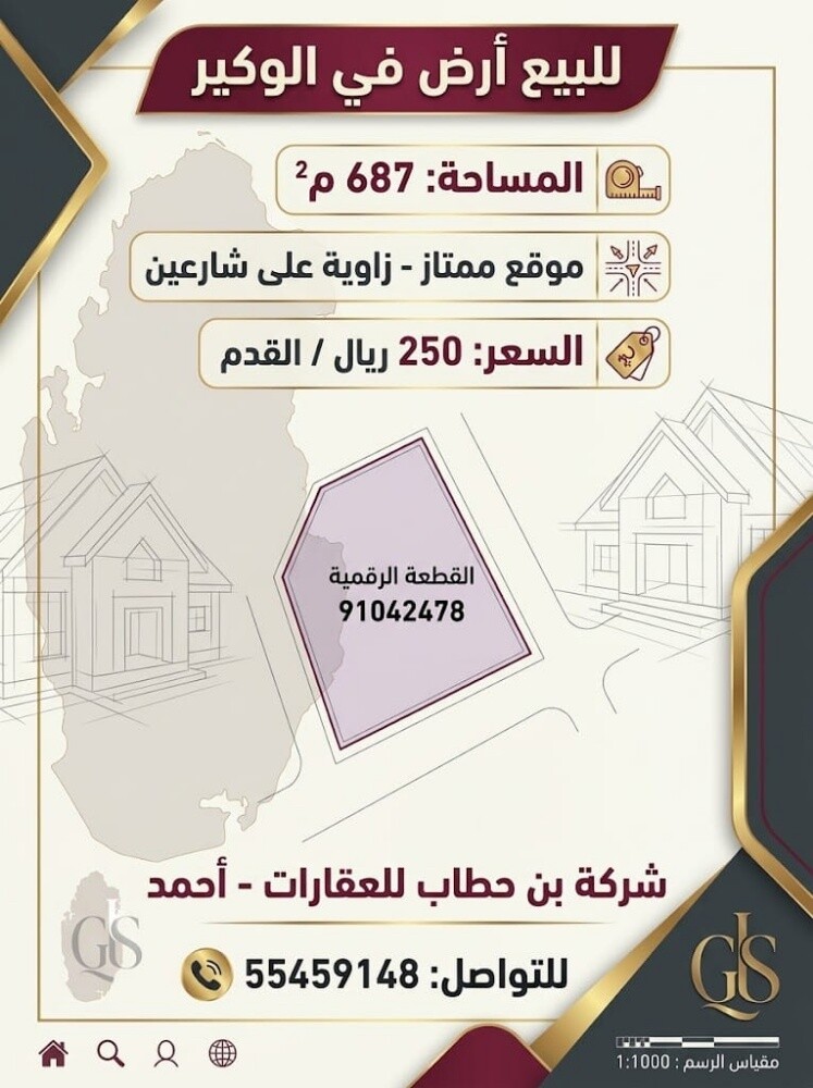 للبيع أراضي في منطقة الوكير - 1