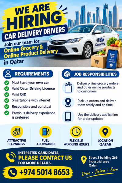HIRING  CAR DELIVERY DRIVERS - 1