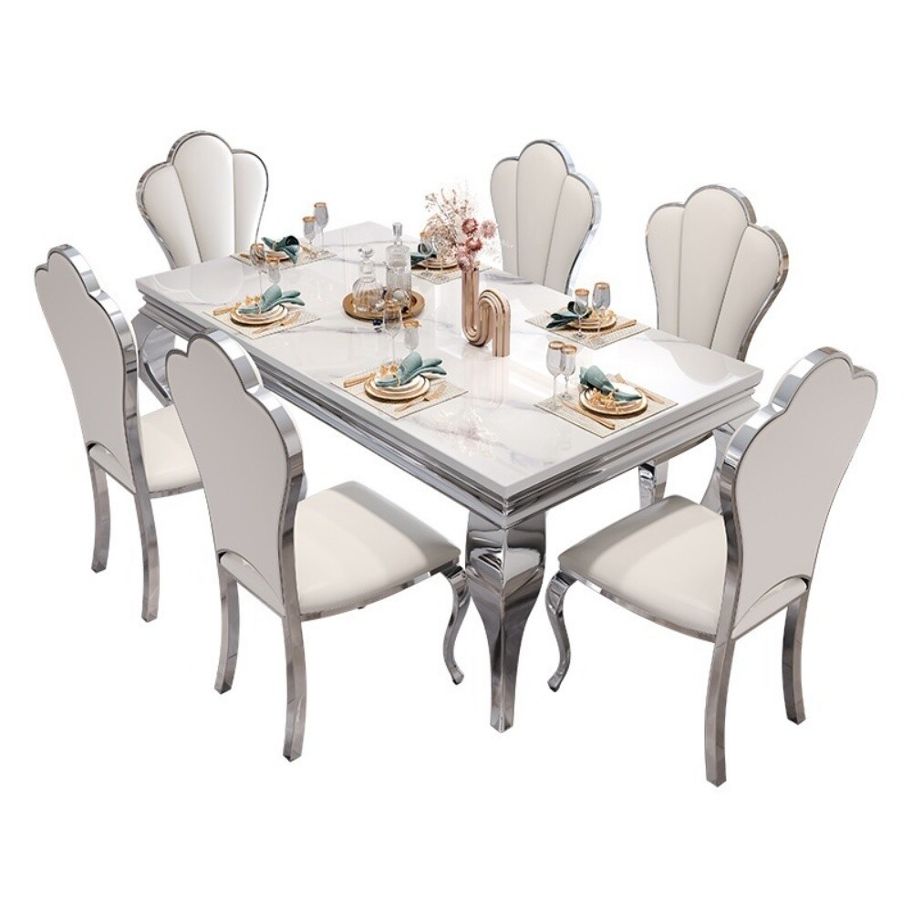 Marble slate dining table - 8