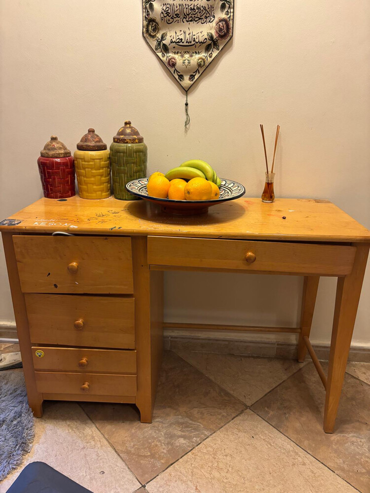 wooden oak desk with chair chair an - 2
