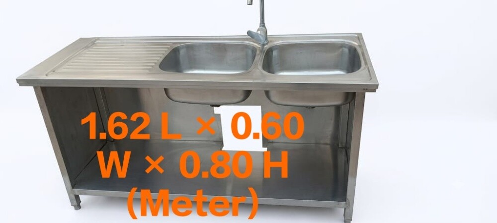 Steel table with 2 sinks - 2