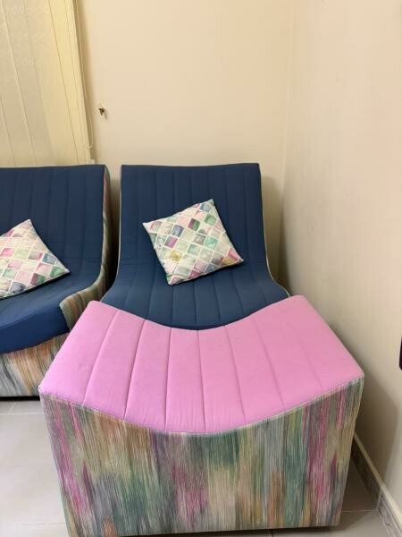 Blue and colorful sofa set - 9