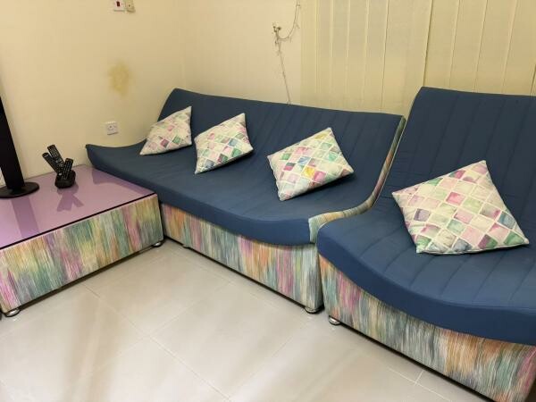 Blue and colorful sofa set - 7