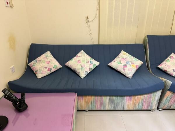 Blue and colorful sofa set - 3