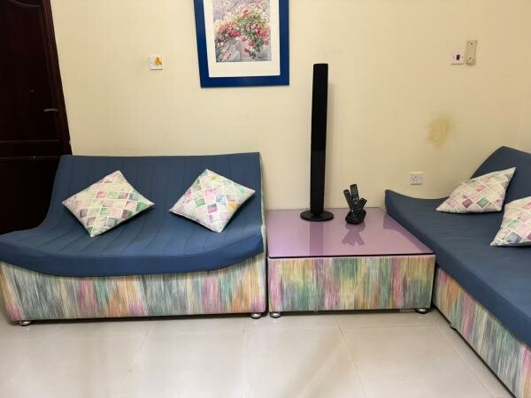 Blue and colorful sofa set - 5