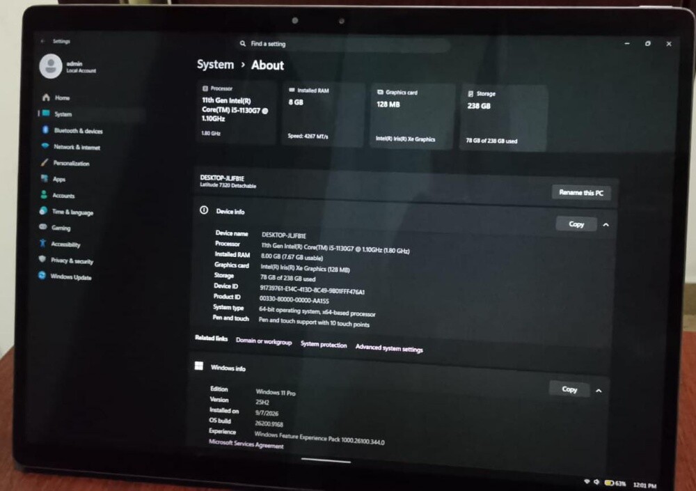 Dell i5 11th EVO, 8gb,256gb,4gb GPU - 2
