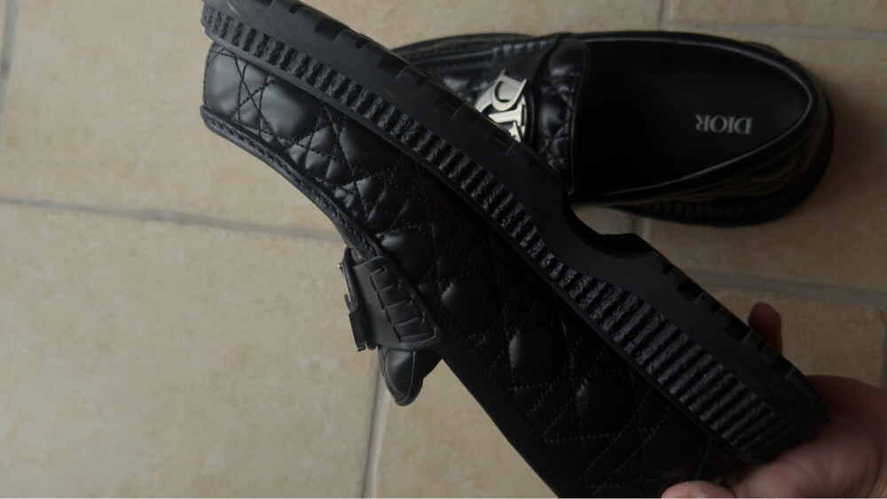 Dior Black Quilted Leather Loafers  - 3
