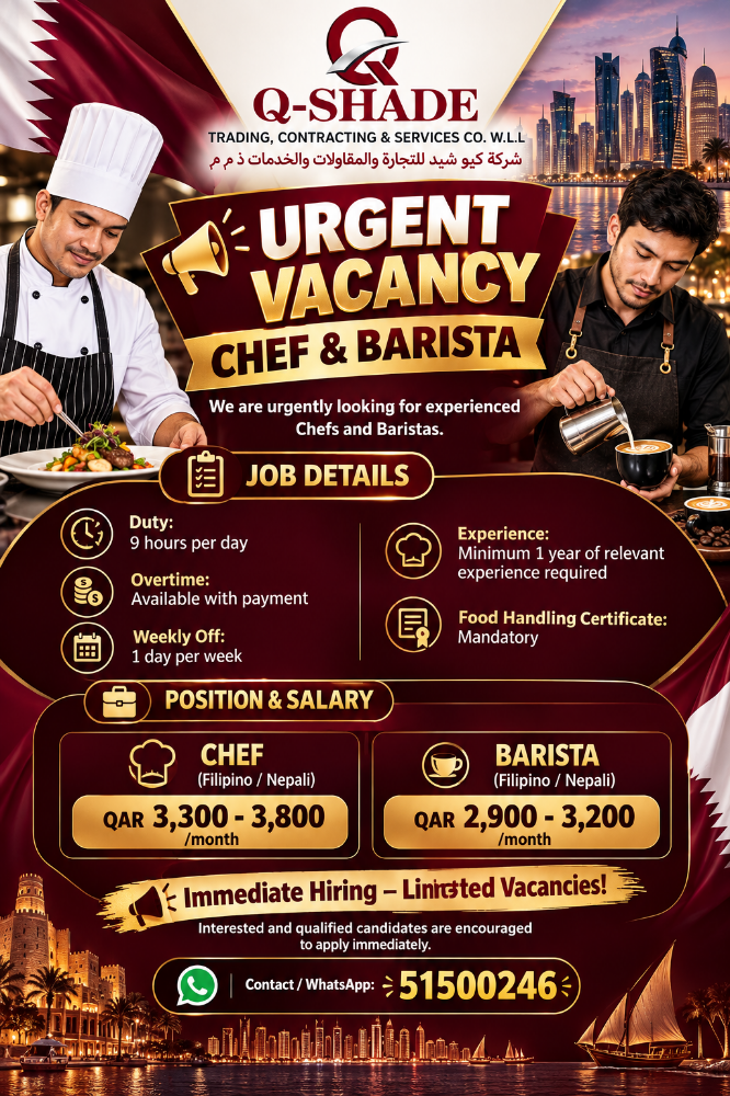 VACANCY FOR CHEF AND BARISTA - 1