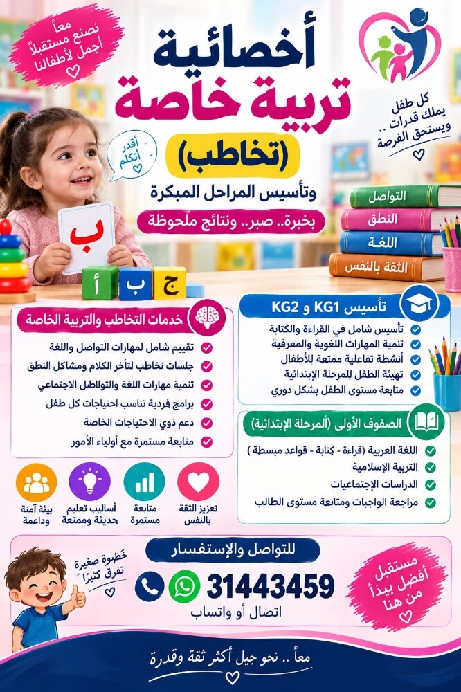 أخصائية تخاطب وتأسيس صفوف أولى - 1
