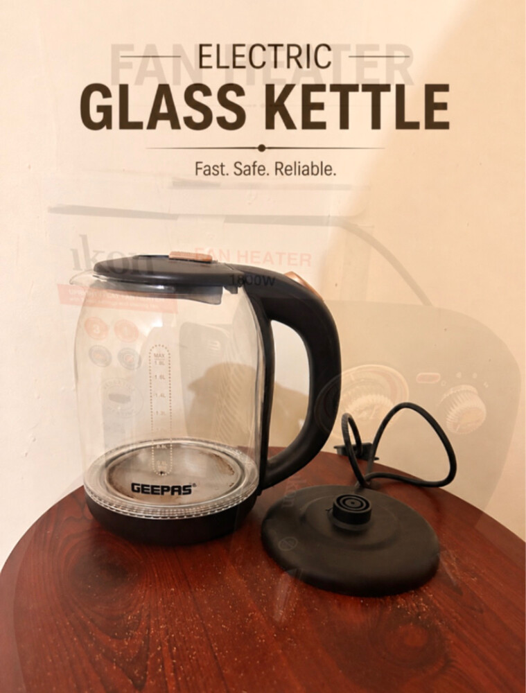 Geepas Electric Glass Kettle 1.8L - 1