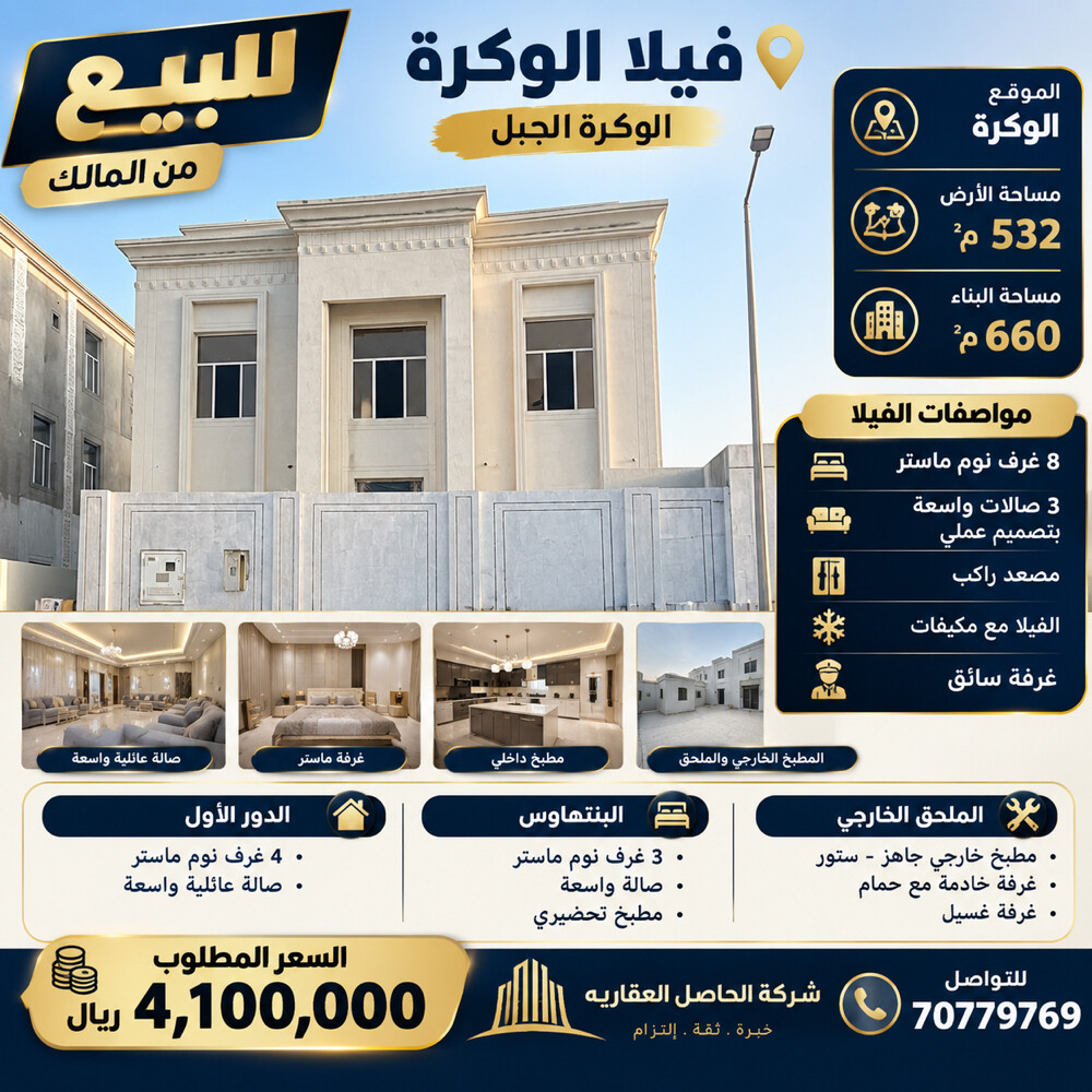 للبيع فيلا بوكره الجبل على شارعين - 1