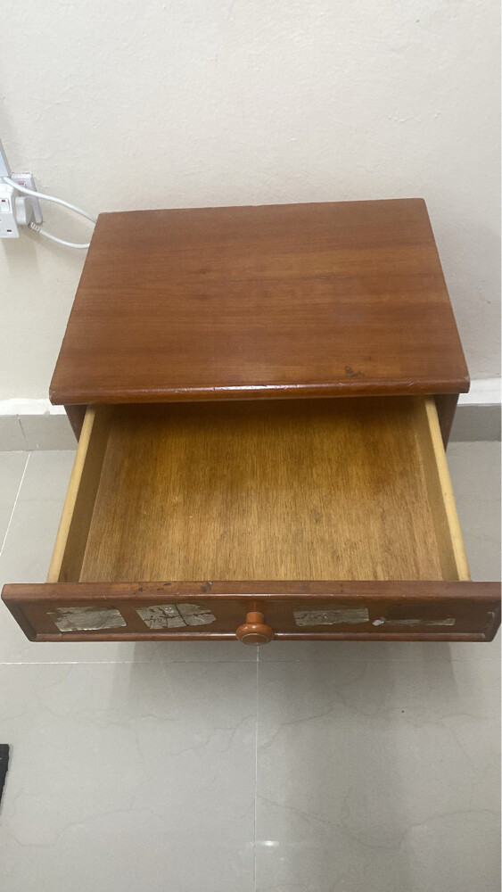 Wooden Table with Drawer and 2 Shel - 8