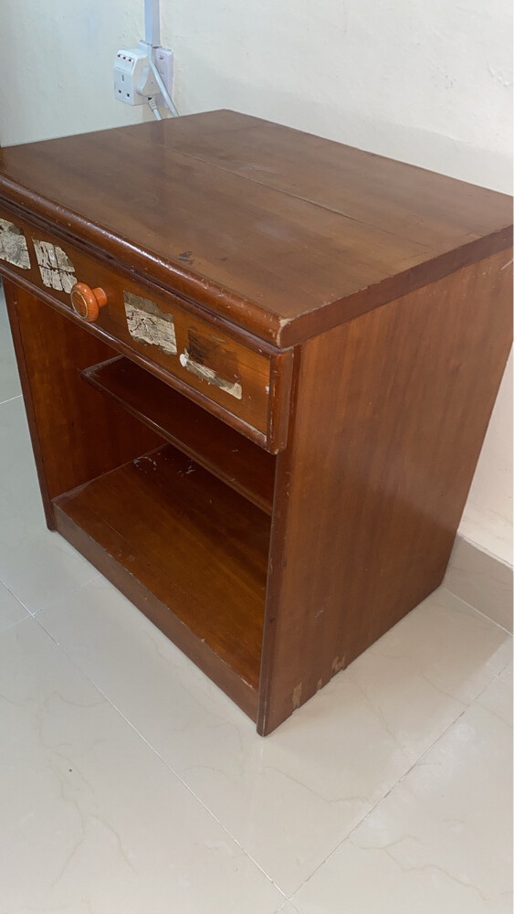 Wooden Table with Drawer and 2 Shel - 5