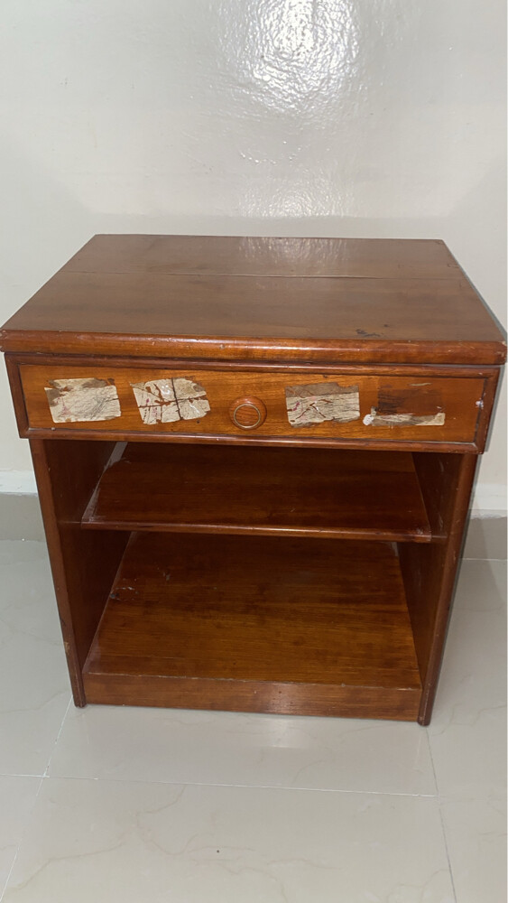 Wooden Table with Drawer and 2 Shel - 2
