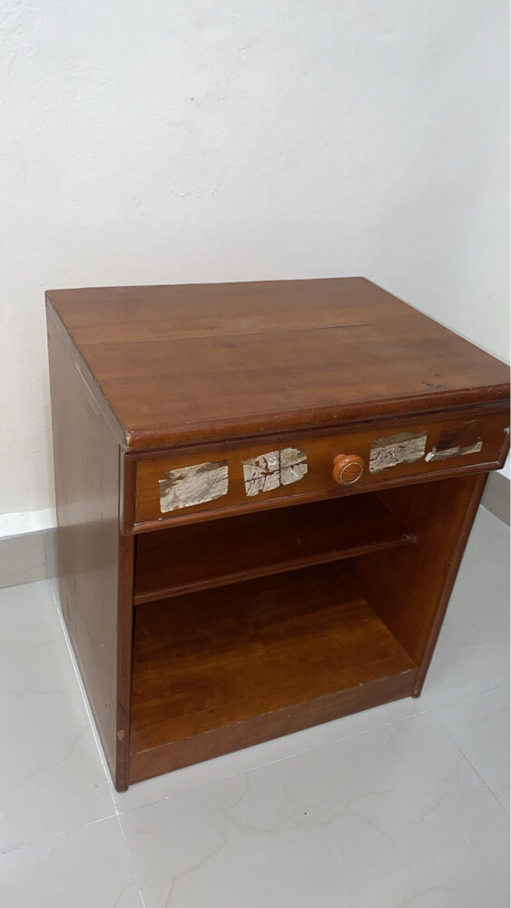 Wooden Table with Drawer and 2 Shel - 6