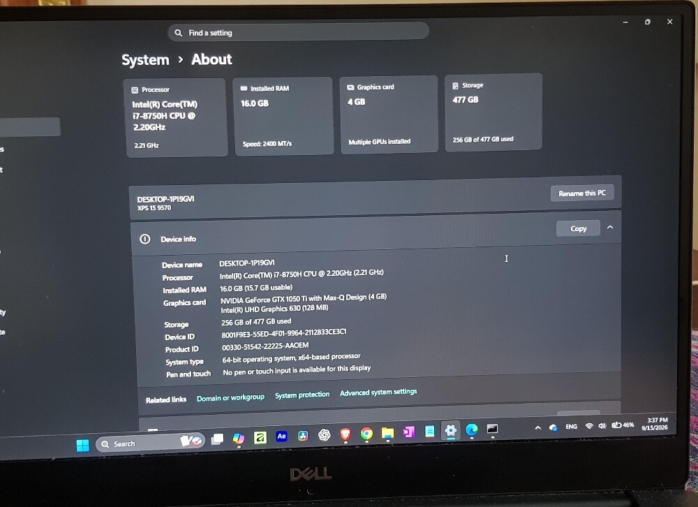 Dell XPS 15 9570 laptop - Grey - 3